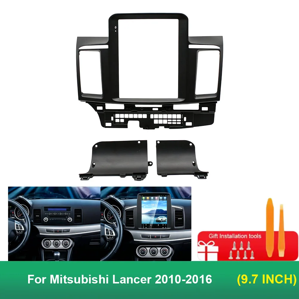Vertical Screen 9.7 Inch Dashboard Fascia Frame For Mitsubishi Lancer 2010-2016 Car Stereo Mount Kit & Wire Harness