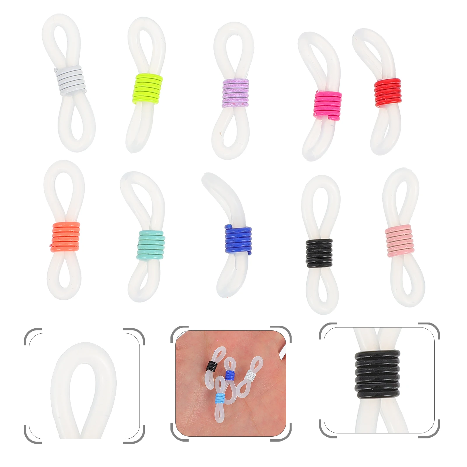 

50Pcs Eyeglasses Chain Ends Rubber Connectors Anti-Slip Mask Chain Retainer Anti-Lost Holder Mask Anti-Skid Retainer