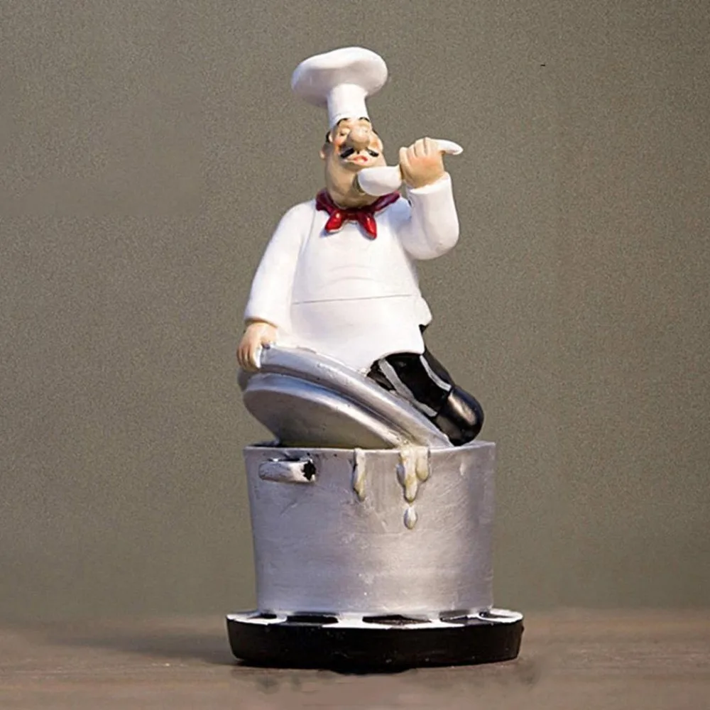

Handicraft Rustic Bakery Chef Resin Statue Simulated Crafts Farmhouse Cake Shop Decor Display Collectible Kitchen Chef Figurine