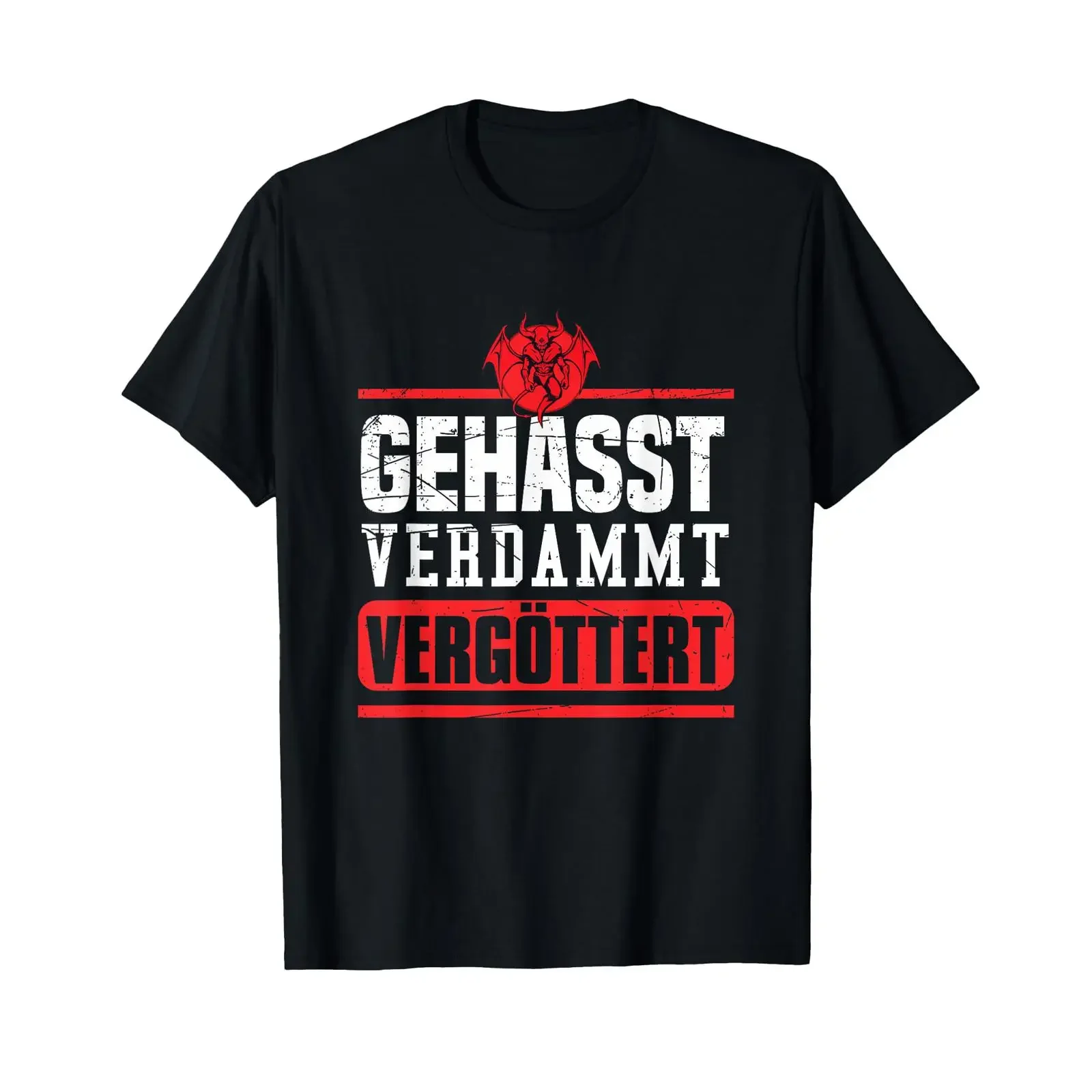 Hated Damned Adored T-Shirt Vintage-Waschung Stilvoll Atmungsaktiv Grafik Bequem Lässig Vielseitig Mode Unisex Weich