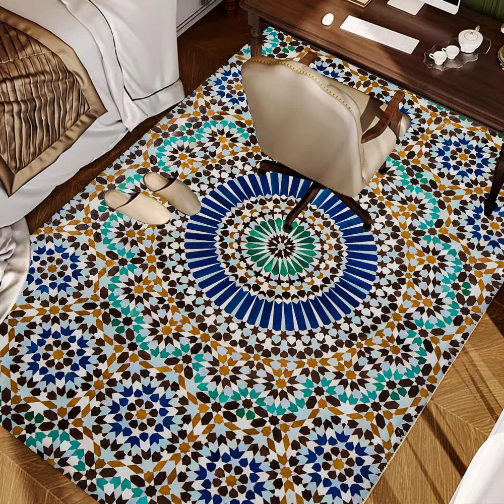 Moroccan Style Hallway Carpet Washable Non-Slip Living Room Sofa Chairs Area Mat Kitchen Doormat Area Rug