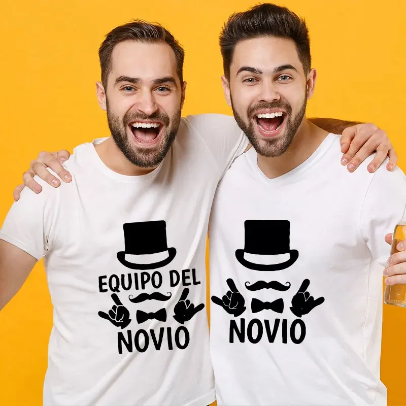 Spanish Team Groom Squad T-shirt Groomsman Best Man Tops Wedding Engaged Bachelor Stag Party Tees Male Single Farewell Tshirts