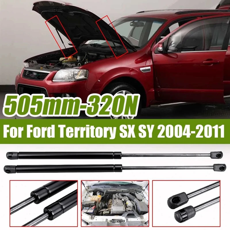 2Pcs Bonnet Gas Shock Struts Lift Support 505Mm 320N Shaft For Ford Territory SX SY 2004-2011 Gas Struts Shock Absorber