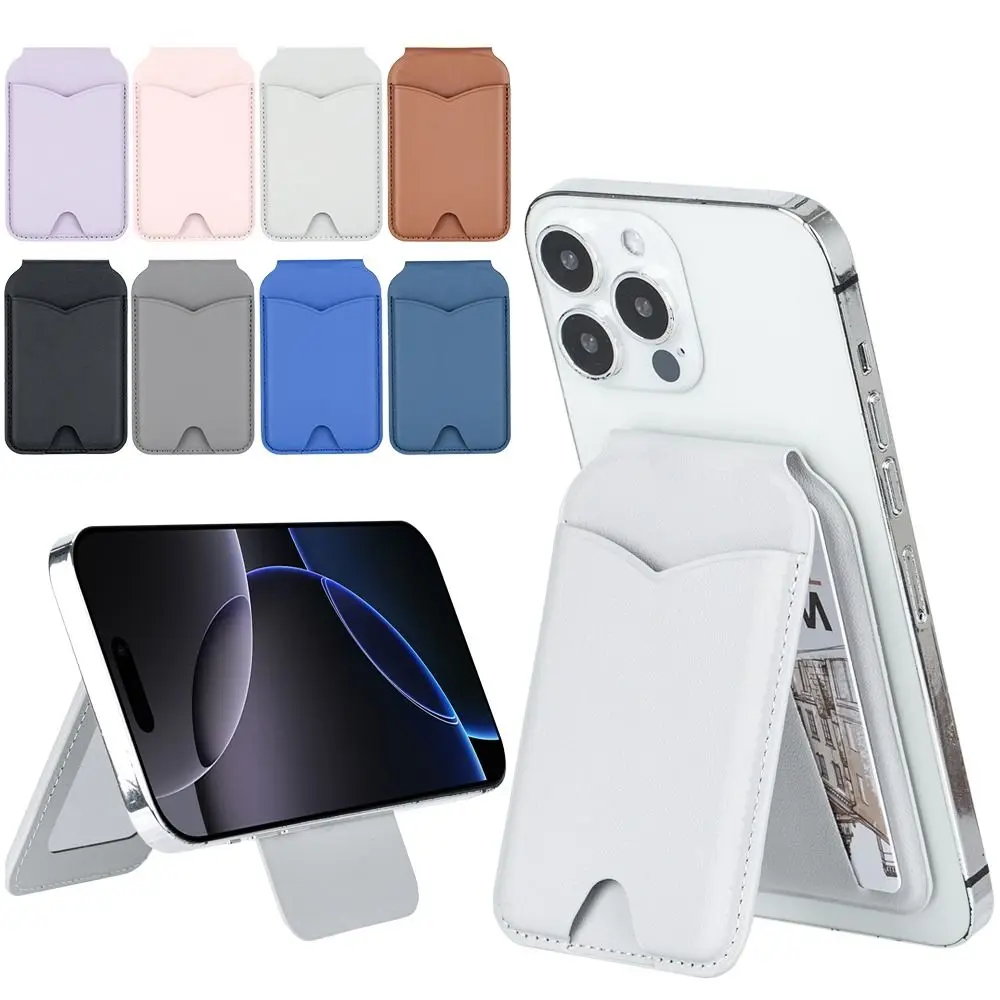 Magsafe Wallet Phone Card Holder Foldable with Makeup Mirror Wallet Card Bag Safty dla iPhone 16 15 14 13 12 ProMax