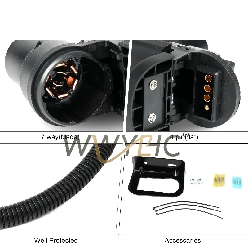 Suitable for  Trailer Connector Kit 7-Pin Trailer Female Harness Length 16 USCAR 7-Pin Trailer Plug Receptacle