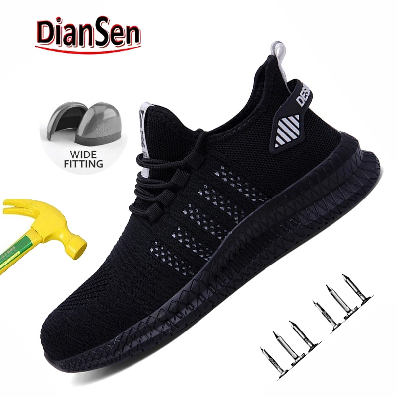 

Men’s Comfortable Safety Boots Steel Toe Slip Resistant Breathable Sneakers Work Shoes Stylish Protective for Construction