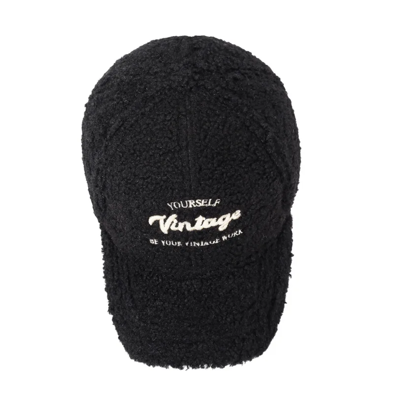 1-teilige mehrfarbige Fleece-Baseballmütze für Damen, verdickte warme Entenschnabelmütze für Herbst und Winter – Detail 2
