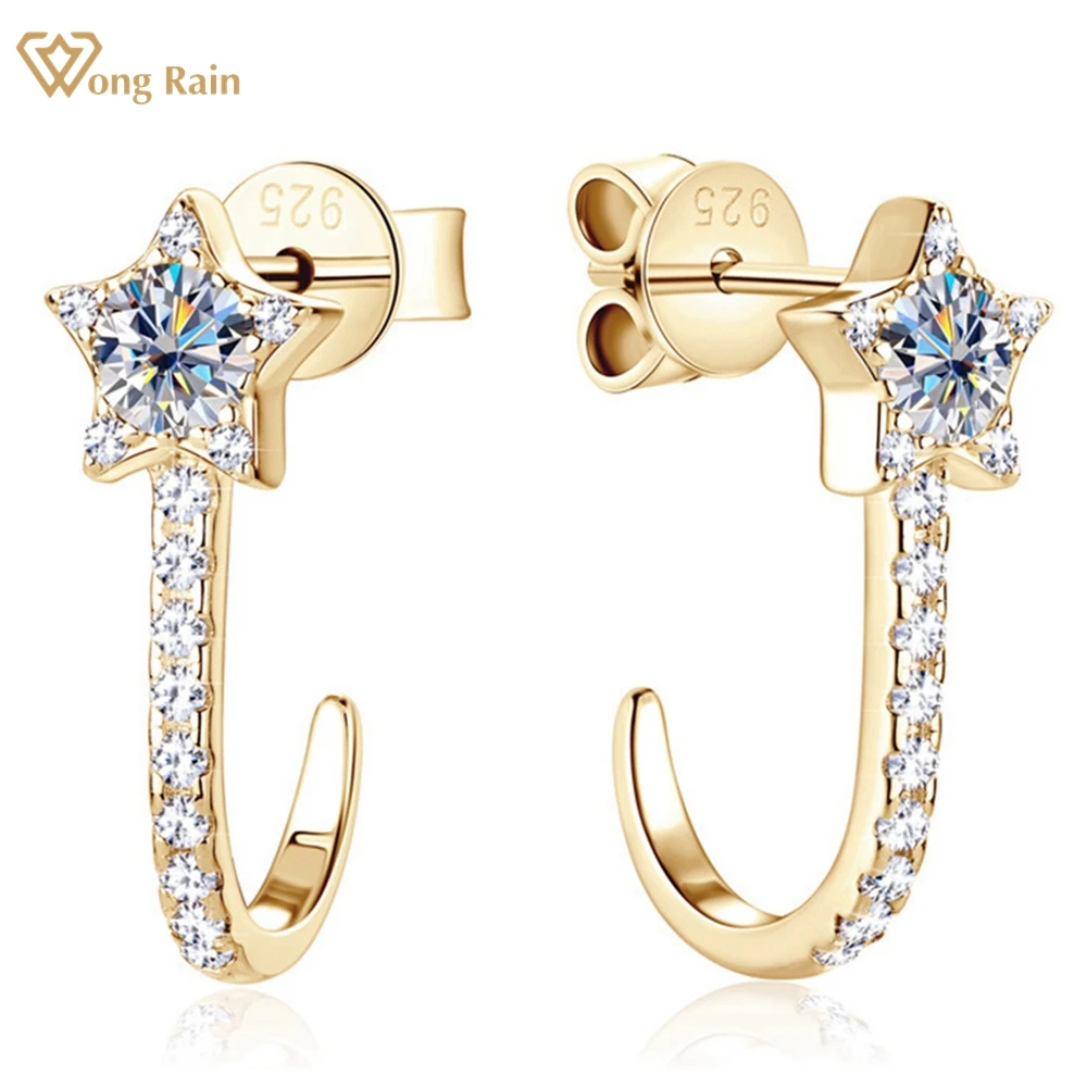 

Wong Rain 18K Gold Plated 925 Sterling Silver VVS1 3EX D Real Moissanite Diamonds Star Stud Earrings For Women Fine Jewelry Gift