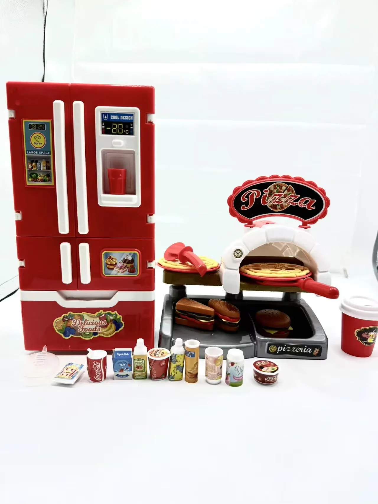 Maison de jeu ensemble pulvérisation eau vapeur Mini réfrigérateur cuisine restauration rapide Restaurant hamburger frites Dessert ensemble éducatif jeu de rôle jouets