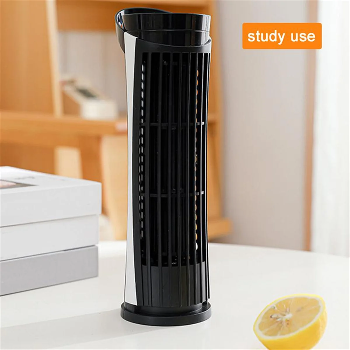 BABZ Bedroom Desk Mini Tower Fan Table Cooling Fan 2-Speed Wind Speed Adjustment Electric Desk Fan Black