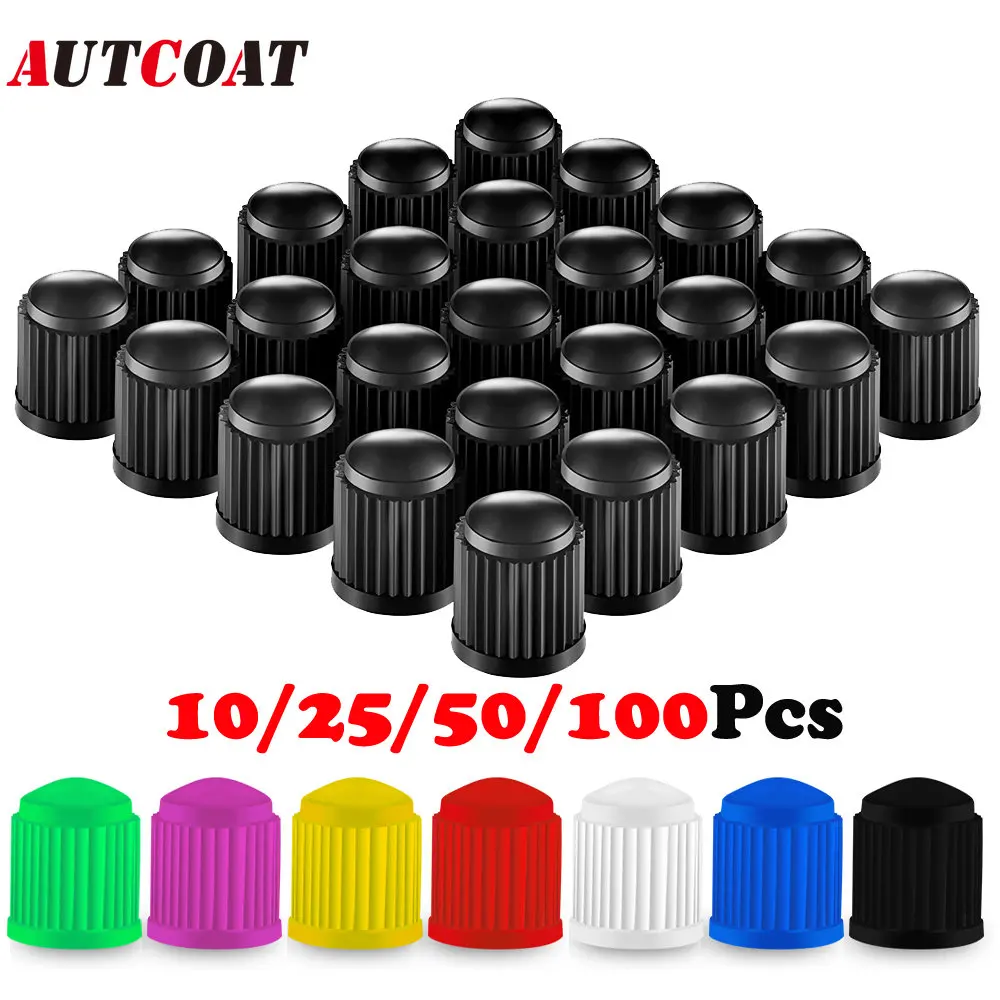 AUTCOAT Tire Stem Valve Caps, Plastic Valve Caps, Universal Stem Covers for Cars, SUVs, Bike and Bicycle, Trucks, Motorcycles