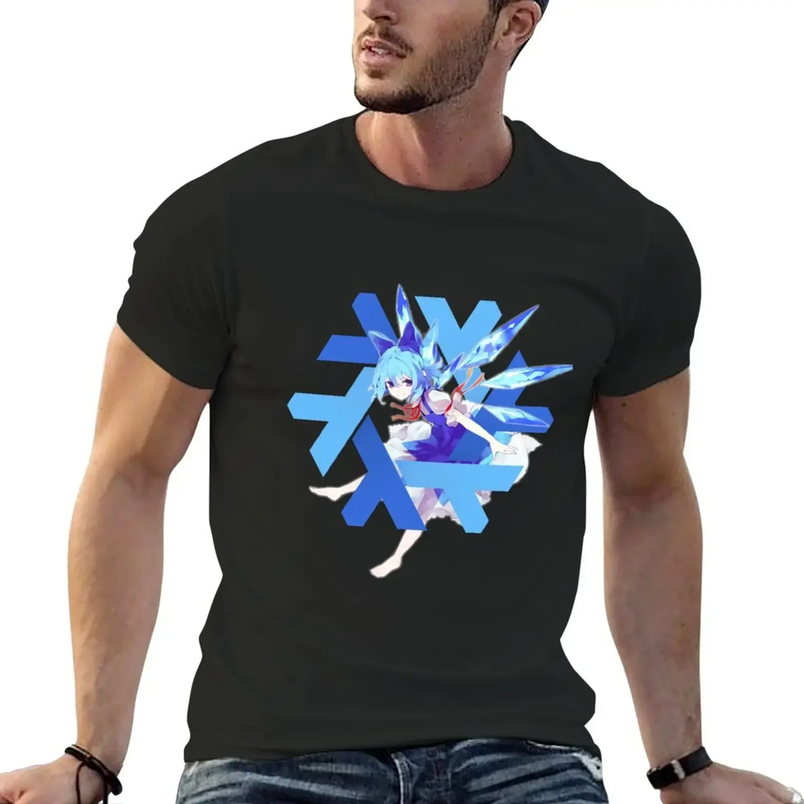 

Cirno with NixOS Logo ~ Touhou T-Shirt boys animal print blue archive animal prinfor boys shirts graphic clothes for men