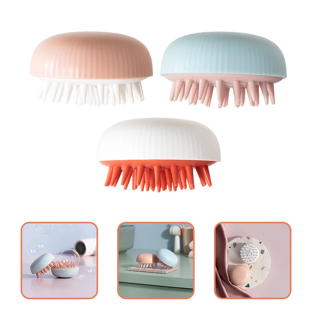 

3Pcs Silicone Shampoo Brush Head Scalp Massager Hair Cleaning Comb Dual-Use Travel Tool Shampoo Brush Hair Scalp Massager