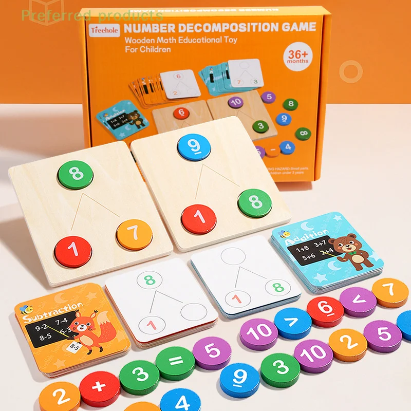 Kids Math Montessori Toy-Wooden Digital Arithmetic Decomposition Early Education Teaching Aids for Number Cognition And Counting