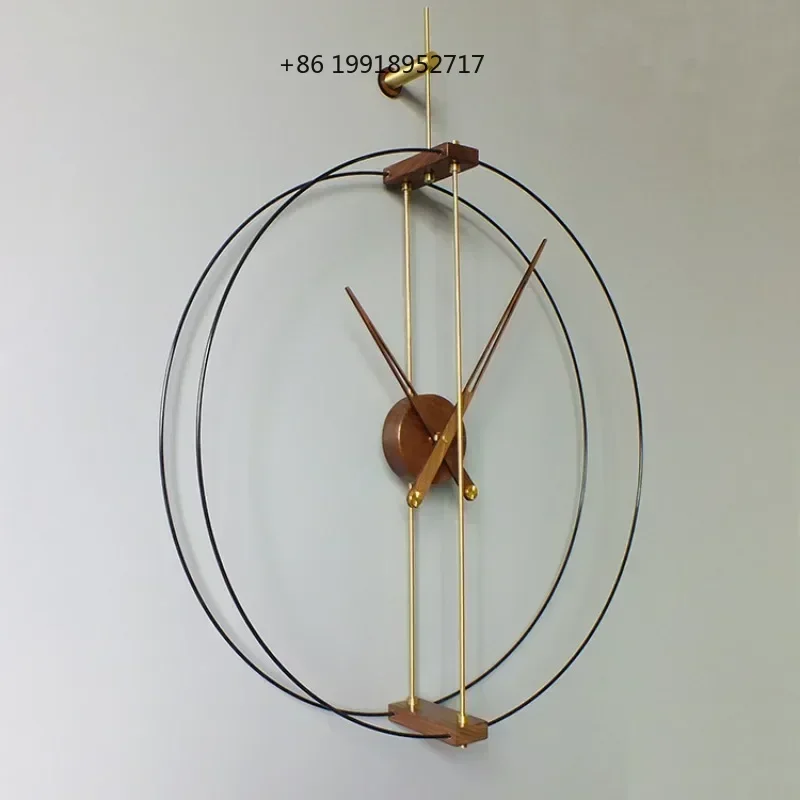 Nordic Creative Spanish Wall Clock Solid Wood Large Pointer Living Room Silent Wall Clock Double Circle Modern Home Decor JJ652
