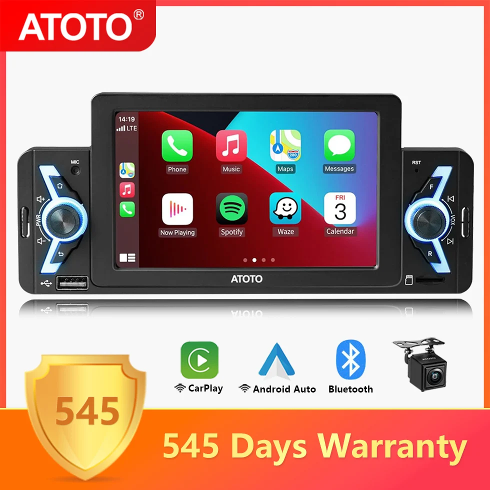 ATOTO 5 inch 1Din Car Radio Bluetooth Head Unit Wireless Apple CarPlay Android Auto Screen USB Video Audio Stereo Play F7G1A5WE