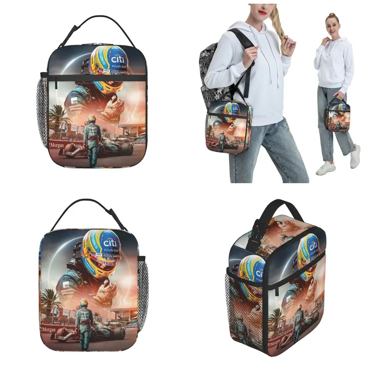 Fernando Alonso Racing Driver Thermal Insulated Lunch Bags for Office Portable Food Bag Men Women Cooler Thermal Food Box