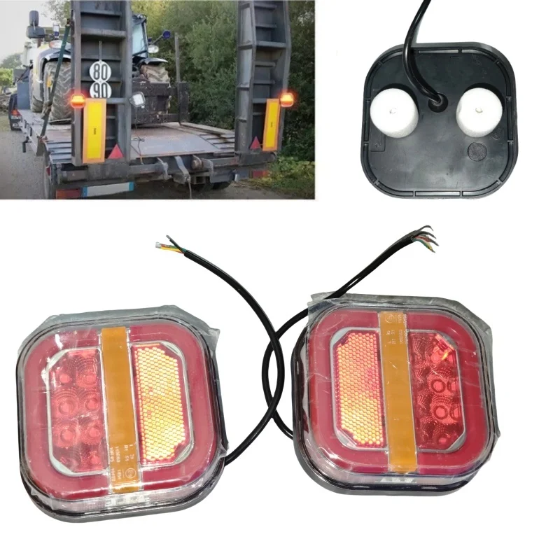 

2 шт. светодиодный задний фонарь для прицепа, 4-дюймовый квадратный тормоз, указатель поворота, мигалка, лампа номерного знака 12 В 24 В для грузовика, пикапа, фургона 4x4