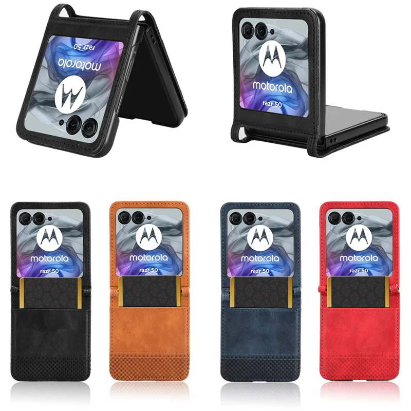 Shockproof Thin Card Slot Leather Case for Motorola Razr 50 Anti-Scratch Protective Phone Cover For Motorola Moto Razr50 2024