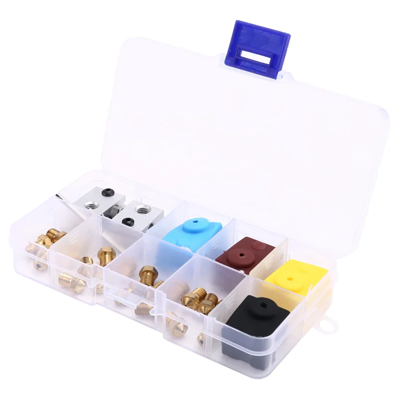 

Well Made-3D Printer Upgrade Kit Nozzles, Heating Block, Silicone Sleeve Complete Accessories Set E3DV6 Kit