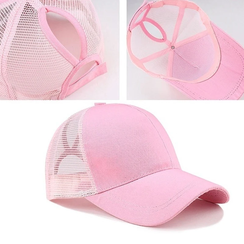 2024 nuovo berretto da Baseball coda di cavallo cappello nero regolabile da donna estivo berretto disordinato berretto Casual in rete Snapback da ragazza in cotone