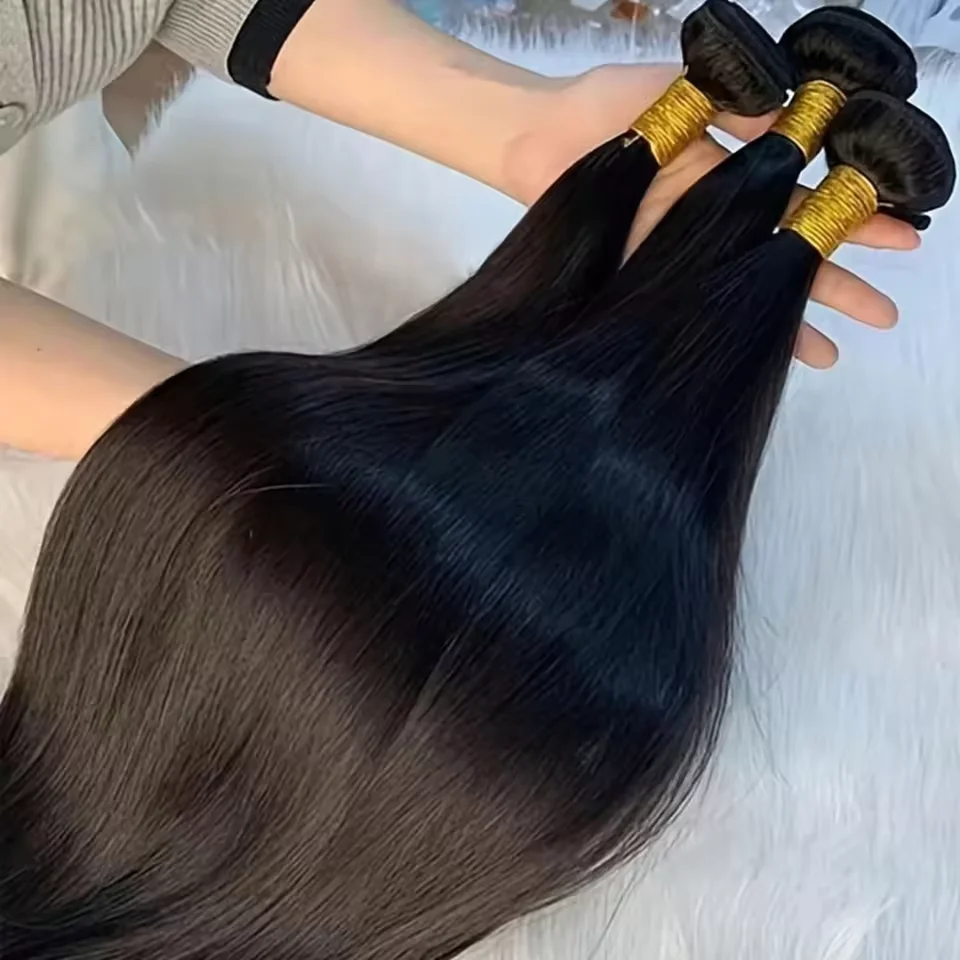 12-42Inch Bone Straight Human Hair Bundles Brazilian Natural Black Color Remy Human Hair Extension 1/3/4 Bundles Weft
