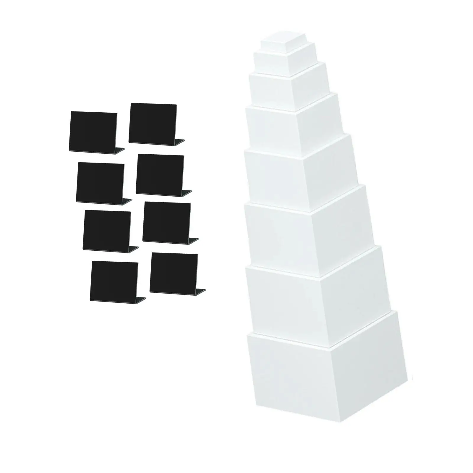 8 Pieces Acrylic Boxes for Food Display White for Buffet Table Cube Risers for Dessert Jewelry Toys Figures Collection Cake