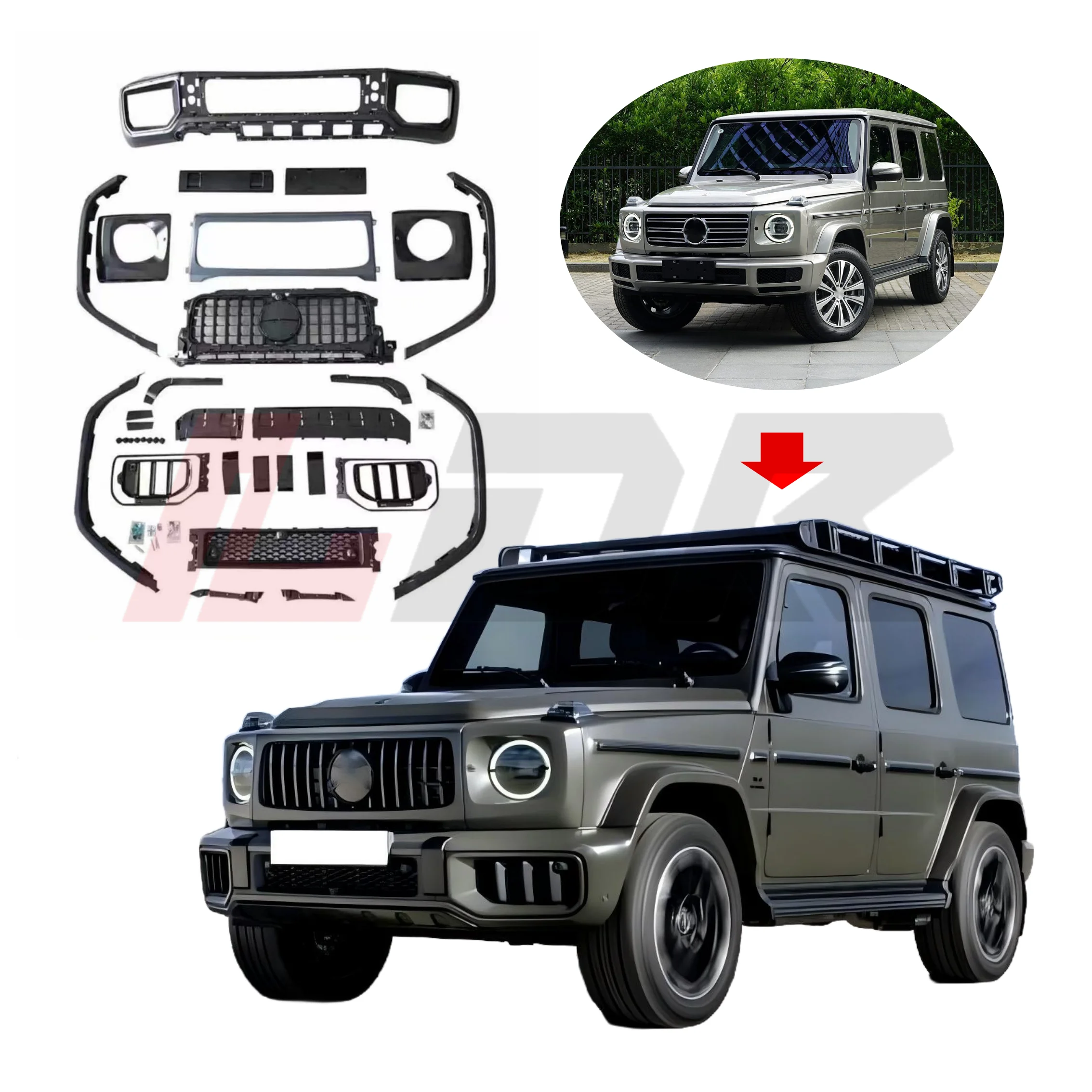 For G-class W465 2024+ Upgrade to  G63 Style High Quality Bumper Grill Fender G-wagon G580