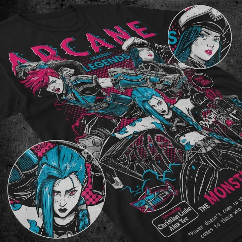 

Футболка Jinx Arcane, футболка с рисунком японского аниме и рисунком