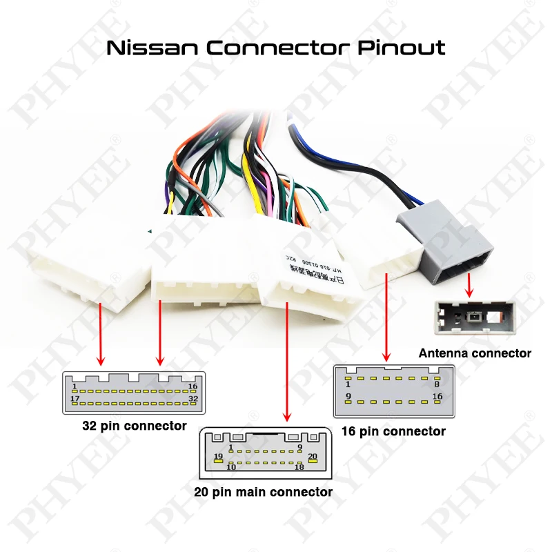 CAN Bus Decoder Harness Wiring Adapter 16 Pin Connector Radio Antenna Cable for Nissan Qashqai J11 Tiida Sentra X-trail Teana