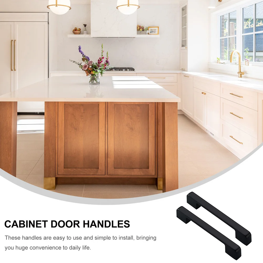 1 пара дверных ручек шкафа из цинкового сплава, черные ручки для ящиков, современный шкаф, мебельная фурнитура, металлические дверные ручки