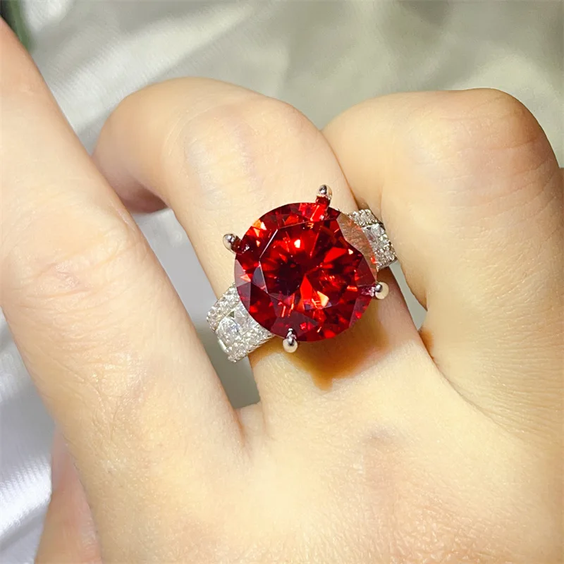 10 carat luxury platinum solid platinum PT950 women's ring red diamond banquet party proposal engagement