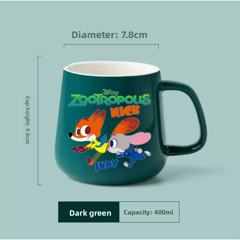 400 مللي ديزني Zootopia الإبداعية السيراميك فنجان شاي القهوة للزوجين أنيمي القدح المشروبات الحلوى الإفطار كوب حليب مقبض درينكوير