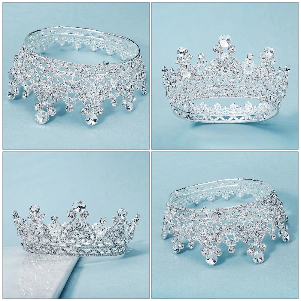 

Retro Crown Bridal Tiara for Women Girls Bride Wedding Alloy Headband Queen Headdress Hair Decor Durable Color Fast Lightweight