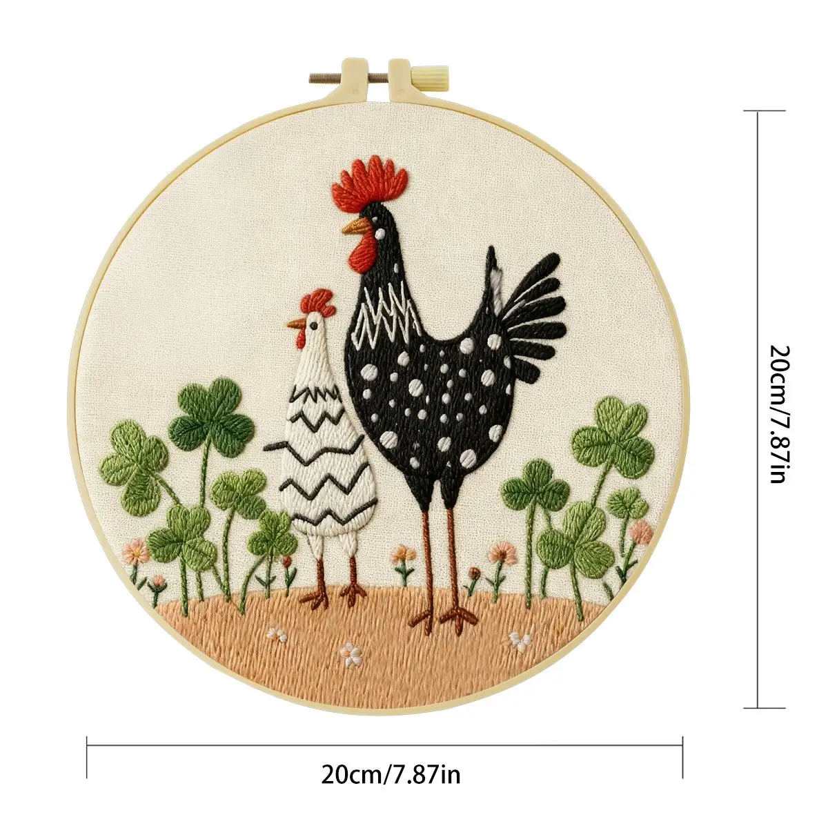1 Stück 20X20CM/15X15CM 7,87/6,3 Zoll Tier - Huhn Stickerei Starter-Kit DIY-Kit DIY-Stickerei-Set Handarbeiten Heimdekoration – Detail 5