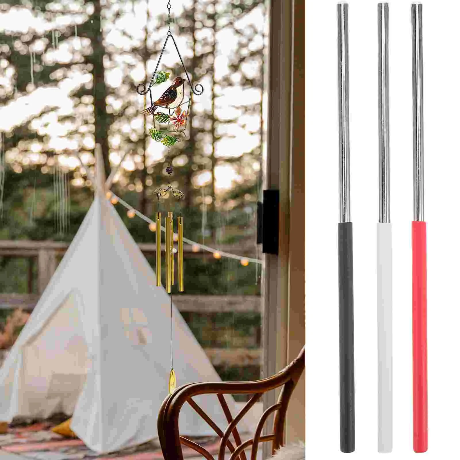 3 Pcs Wind Chime Triangle Alloy Stick Simple Part Abs Percussion