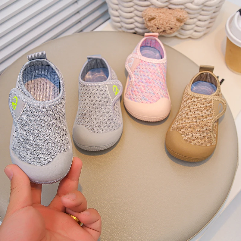 2025 Children Casual Shoes Air Mesh Breathable Kids Sneakers Soft Sole Hook-loop Leisure Flexiable Trendy Kids Flat Shoe 19-30