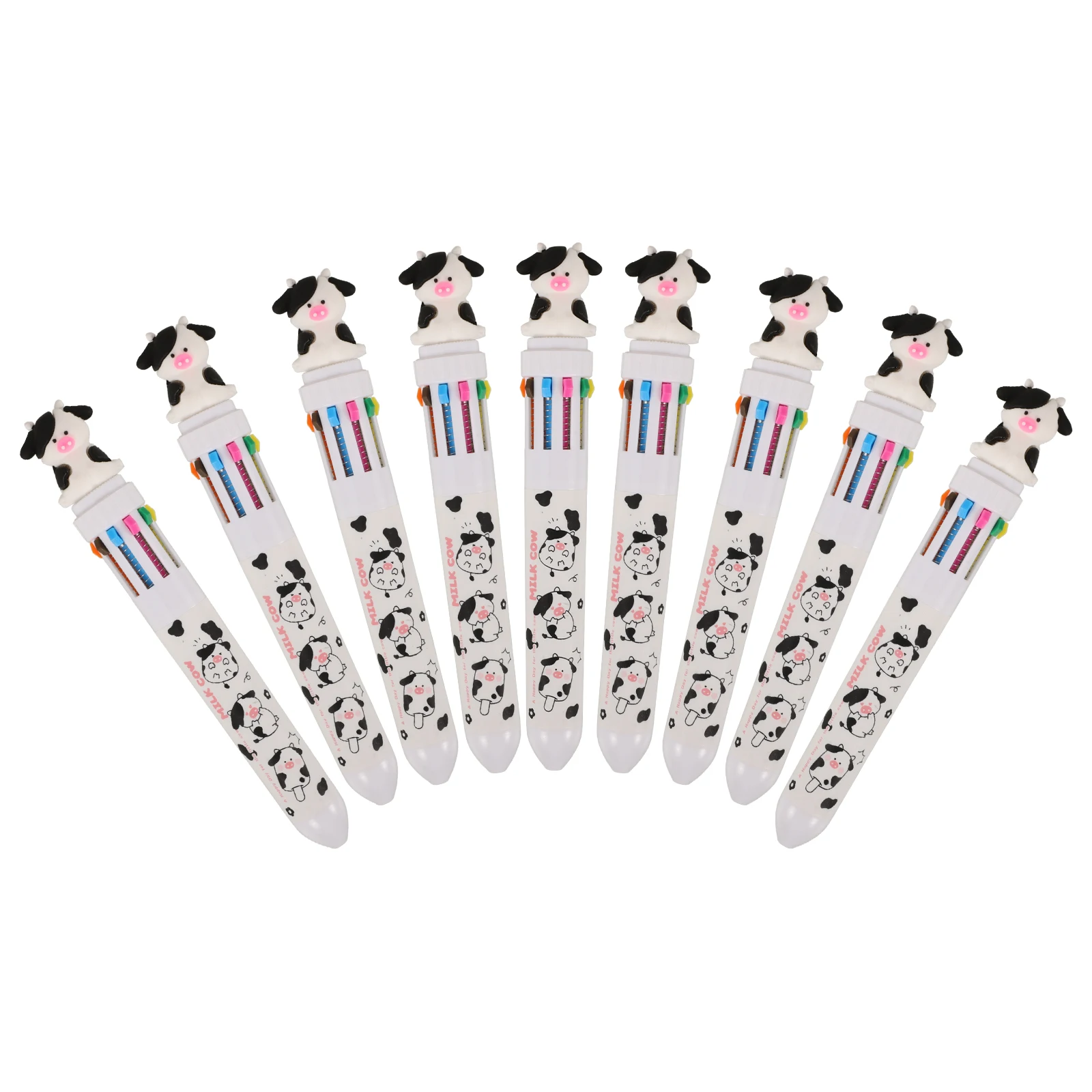 

8 Pcs Ballpoint Pen Cute Cartoon Pressing Pens Ten Color Writing Stationery Ergonomic Design Gifts School Supplies