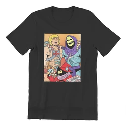 He-Man i mistrzowie wszechświata przyjęcie z pizzą T Shirt Harajuku moda Retro koszula z motywem Anime kobiety mężczyźni letnia koszulka Ropa Hombre