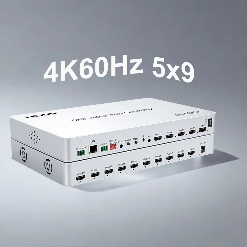4K60Hz 5x9 HDMI Video Wall Controller 2x2 3x3 Multi Screen Splicing Processor Horizontal Vertical Screen Splicer 90° 180° Rotate