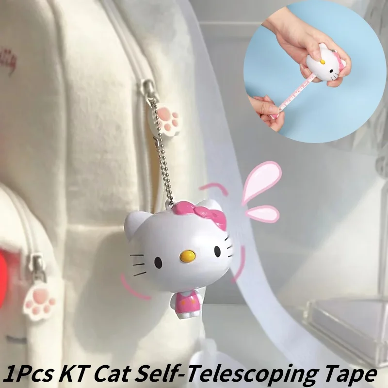 Cute Hello Kitty Self-Telescoping Tape Mini Portable Meter Ruler Soft Measuring Tape For Measuring Clothes Waist Circumference