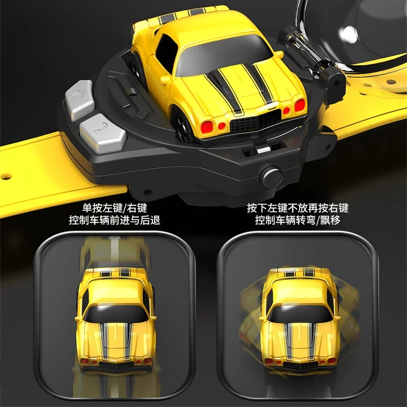 Mini Transformer Mecha Racing Watch Remote Control Car Small Car Boys Children Toys Holiday Gift Collection