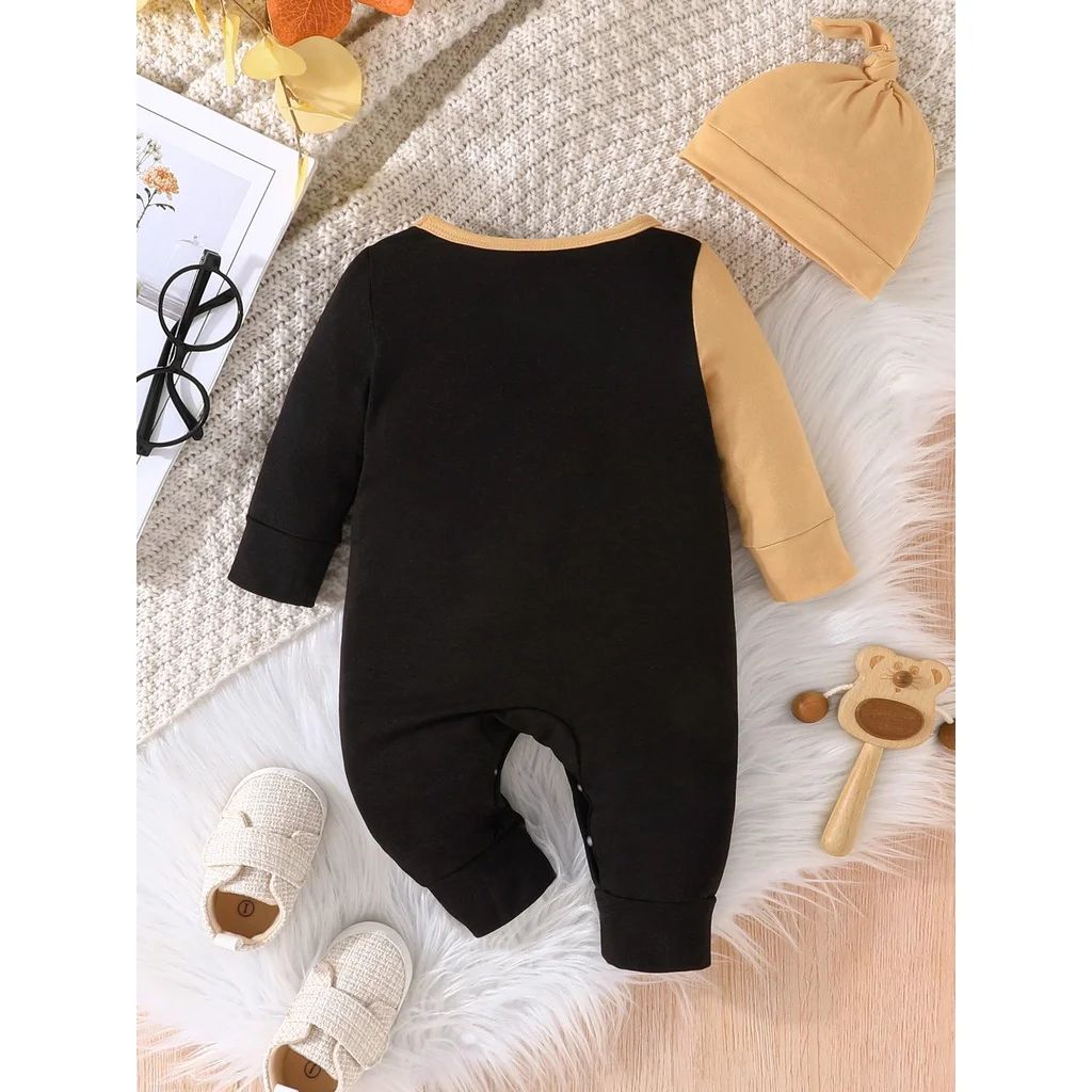 Gift Hat Set Baby Unisex Boy Girl Newborn Onesies Romper 0-18 Months Toddler Cute Letter Clothing Infant Long Sleeve Jumpsuit