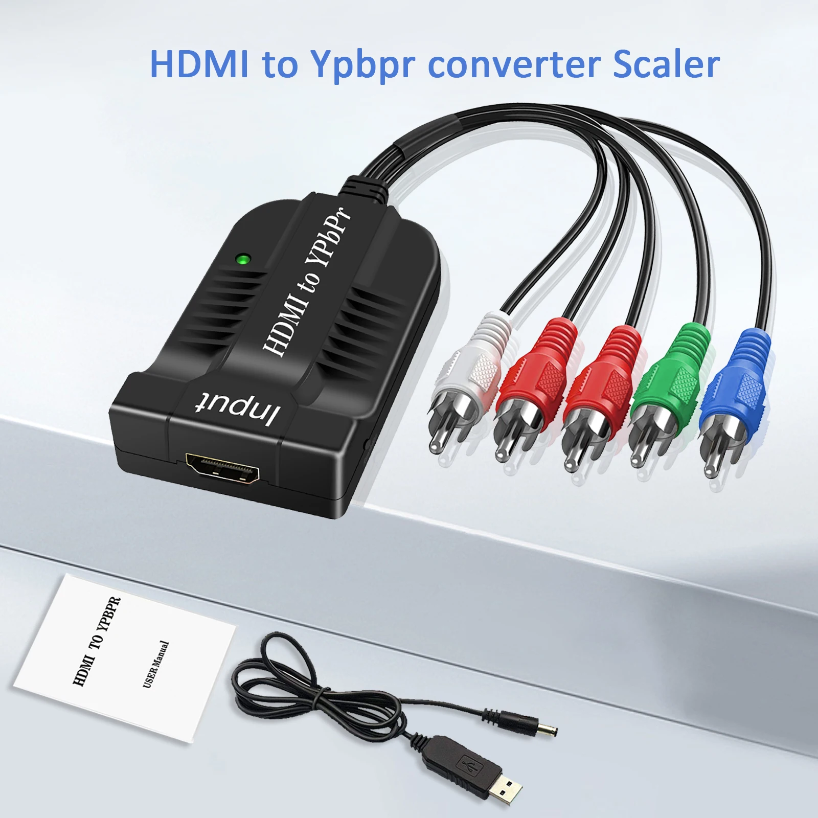 Komponent HDMI na Ypbpr Adapter konwertera Ypbpr 5RCA RGB Wyjście audio R/L i konwerter wideo i audio Ypbpr na HD 1080P