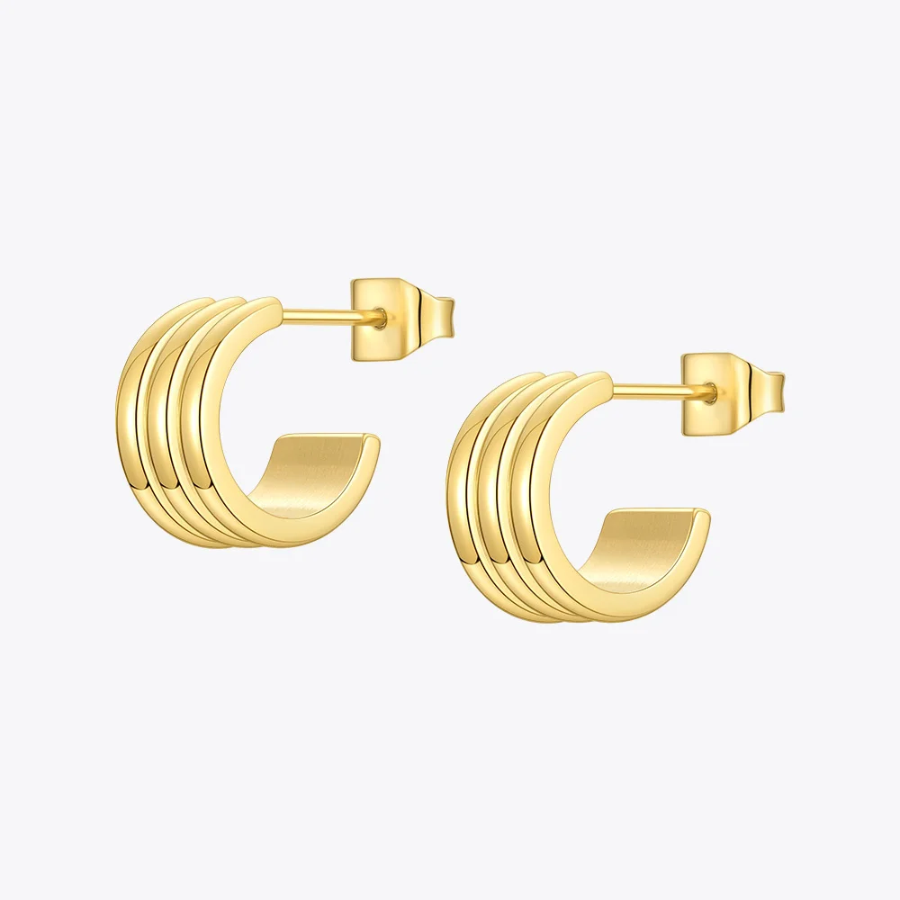 

C Shape Cute Stud Earring For Women Gold Color Small Line Earrings 2021 Stainless Steel Fashion Jewelry Brincos E1219