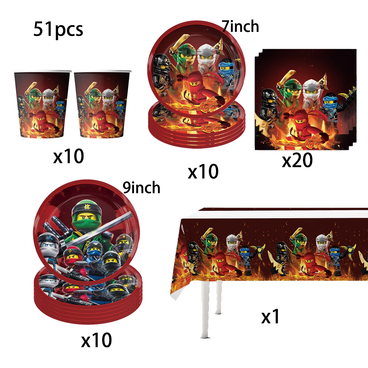 Ninjago Party Dekorationen Teller Becher Geschirr Tortendekoration Servietten Geschenke Geburtstagsparty-Zubehör Hochzeitszubehör Belohnungen Preise – Detail 15