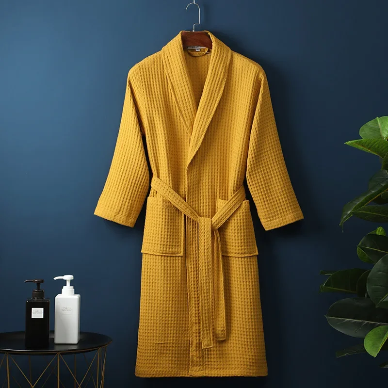 Men Women 100% Cotton Terry Bathrobe Suck Water Towel Sleepwear Spa Hotel Long Bath Robe Kimono Plus Size Dressing Gown Lovers