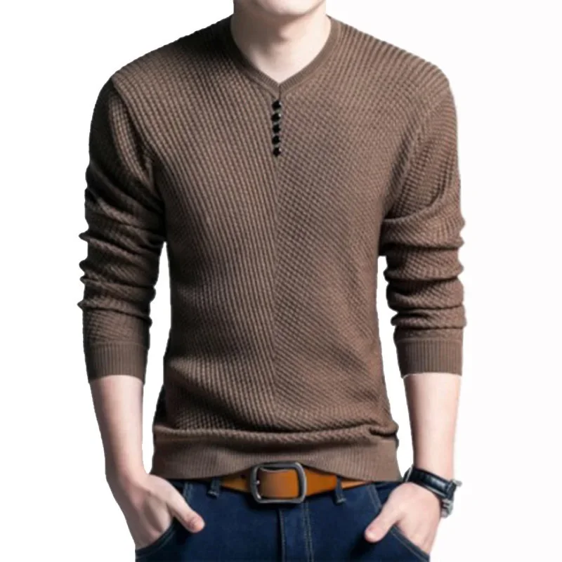 

Autumn New Men's Fashion V-Neck Long Sleeve T-shirt Shirt Men's Large Solid Color Top Men's Shirt