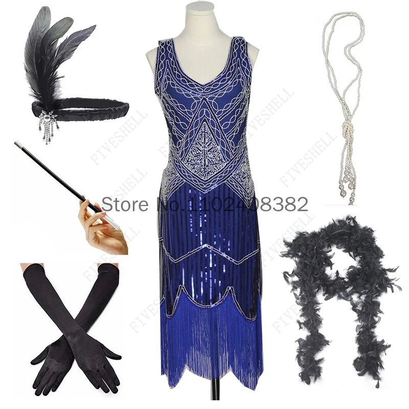 Plus Size3XL Women's 1920s Vintage Sequin Full Fringed Deco Inspired Flapper Dress Roaring 20s Great Gatsby Dress Vestidos