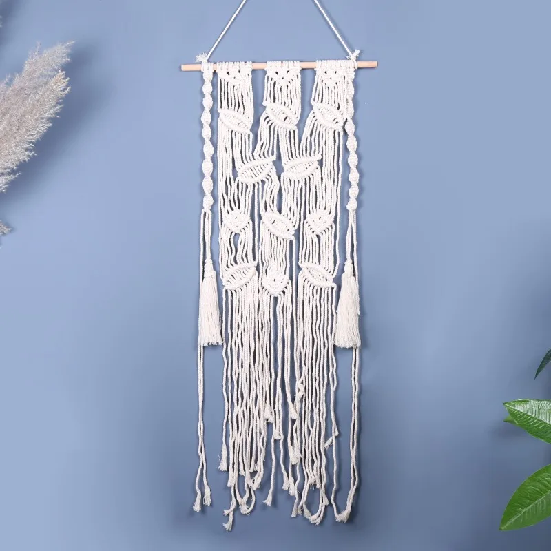 1 PC Handwoven Leaf Fringe Tapestry Bohemian Macrame Wall Hanging Home Decor Textile Art Piece Cotton Leaves Decoration Ornament